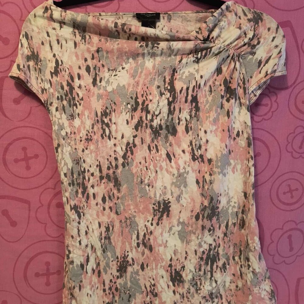Artsy Abstract Watercolor Vintage Chic Ruffle Tee